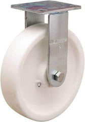 Hamilton - 8" Diam x 2" Wide x 9-1/2" OAH Top Plate Mount Rigid Caster - Polyolefin, 900 Lb Capacity, Delrin Bearing, 4 x 4-1/2" Plate - Exact Tool & Supply