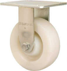 Hamilton - 6" Diam x 2" Wide x 7-1/2" OAH Top Plate Mount Rigid Caster - Nylon, 1,000 Lb Capacity, Sealed Precision Ball Bearing, 4 x 4-1/2" Plate - Exact Tool & Supply