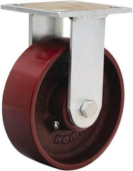 Hamilton - 6" Diam x 2" Wide x 7-1/2" OAH Top Plate Mount Rigid Caster - Cast Iron, 1,250 Lb Capacity, Precision Ball Bearing, 4 x 4-1/2" Plate - Exact Tool & Supply