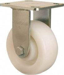 Hamilton - 5" Diam x 2" Wide x 7" OAH Top Plate Mount Rigid Caster - Nylon, 900 Lb Capacity, Sealed Precision Ball Bearing, 4 x 4-1/2" Plate - Exact Tool & Supply