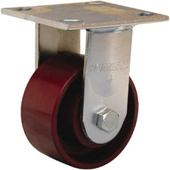 Hamilton - 4" Diam x 2" Wide x 5-5/8" OAH Top Plate Mount Rigid Caster - Cast Iron, 1,000 Lb Capacity, Precision Ball Bearing, 4 x 4-1/2" Plate - Exact Tool & Supply