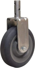 Hamilton - 5" Diam x 1-3/8" Wide x 6-1/16" OAH Stem Mount Rigid Caster - Rubber Mold on Polyolefin, 250 Lb Capacity, Precision Ball Bearing, 3/4 x 2-1/16" Octagon Stem - Exact Tool & Supply