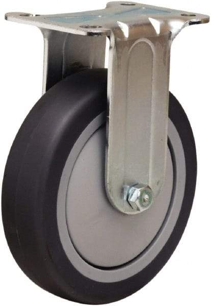 Hamilton - 5" Diam x 1-3/8" Wide x 6-1/16" OAH Top Plate Mount Rigid Caster - Rubber Mold on Polyolefin, 275 Lb Capacity, Precision Ball Bearing, 2-3/4 x 3-3/4" Plate - Exact Tool & Supply