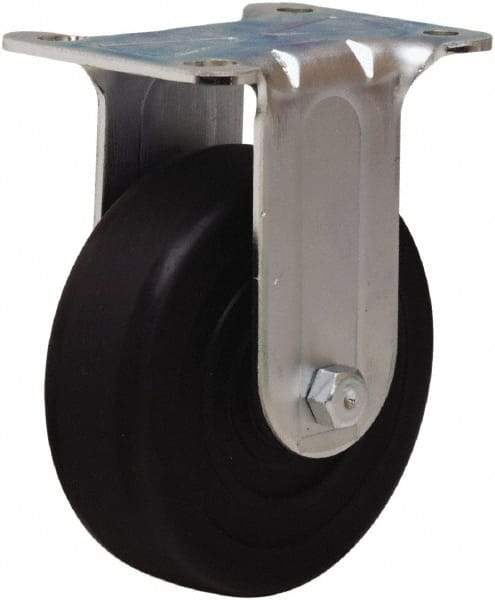 Hamilton - 4" Diam x 1-1/4" Wide x 5" OAH Top Plate Mount Rigid Caster - Hard Rubber, 250 Lb Capacity, Self-Lubricating Bearing, 2-3/4 x 3-3/4" Plate - Exact Tool & Supply