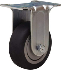 Hamilton - 3-1/2" Diam x 1-3/8" Wide x 4-13/16" OAH Top Plate Mount Rigid Caster - Rubber Mold on Polyolefin, 240 Lb Capacity, Precision Ball Bearing, 2-3/4 x 3-3/4" Plate - Exact Tool & Supply