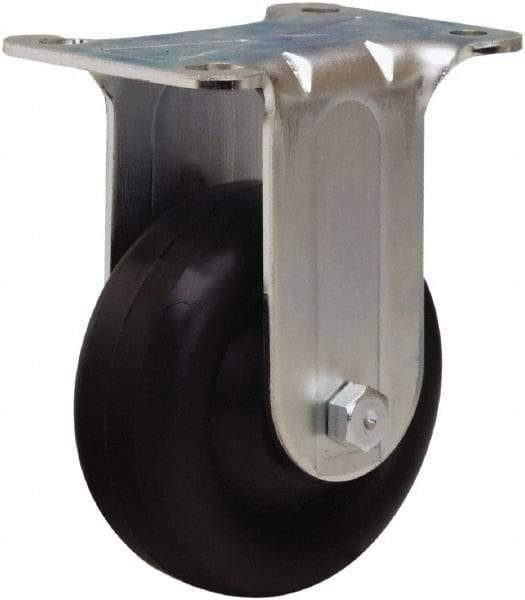 Hamilton - 3-1/2" Diam x 1-1/4" Wide x 4-13/16" OAH Top Plate Mount Rigid Caster - Hard Rubber, 225 Lb Capacity, Self-Lubricating Bearing, 2-3/4 x 3-3/4" Plate - Exact Tool & Supply