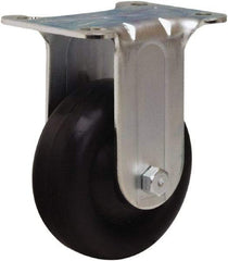 Hamilton - 3-1/2" Diam x 1-1/4" Wide x 4-13/16" OAH Top Plate Mount Rigid Caster - Hard Rubber, 225 Lb Capacity, Self-Lubricating Bearing, 2-3/4 x 3-3/4" Plate - Exact Tool & Supply
