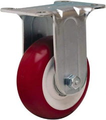 Hamilton - 3-1/2" Diam x 1-3/8" Wide x 4-13/16" OAH Top Plate Mount Rigid Caster - Polyurethane Mold on Polypropylene, 325 Lb Capacity, Sealed Precision Ball Bearing, 2-3/4 x 3-3/4" Plate - Exact Tool & Supply