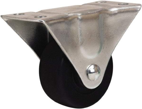 Hamilton - 2-1/2" Diam x 1-1/8" Wide x 3-1/4" OAH Top Plate Mount Rigid Caster - Hard Rubber, 175 Lb Capacity, Self-Lubricating Bearing, 2-1/4 x 4-1/2" Plate - Exact Tool & Supply