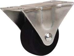 Hamilton - 2-1/2" Diam x 1-1/8" Wide x 3-1/4" OAH Top Plate Mount Rigid Caster - Hard Rubber, 175 Lb Capacity, Self-Lubricating Bearing, 2-1/4 x 4-1/2" Plate - Exact Tool & Supply