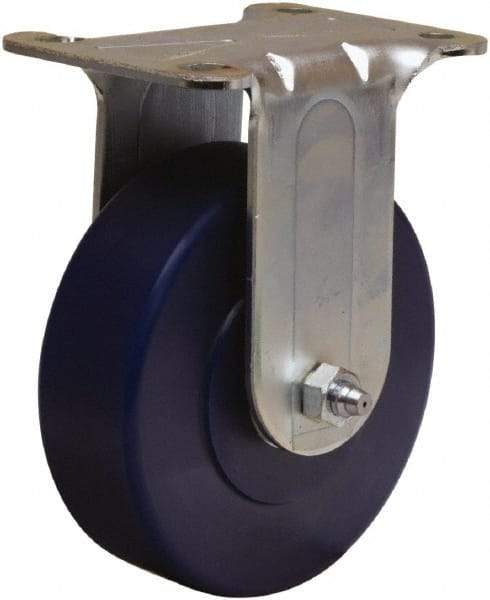 Hamilton - 4" Diam x 1-1/4" Wide x 5" OAH Top Plate Mount Rigid Caster - Polyurethane, 325 Lb Capacity, Straight Roller Bearing, 2-3/4 x 3-3/4" Plate - Exact Tool & Supply
