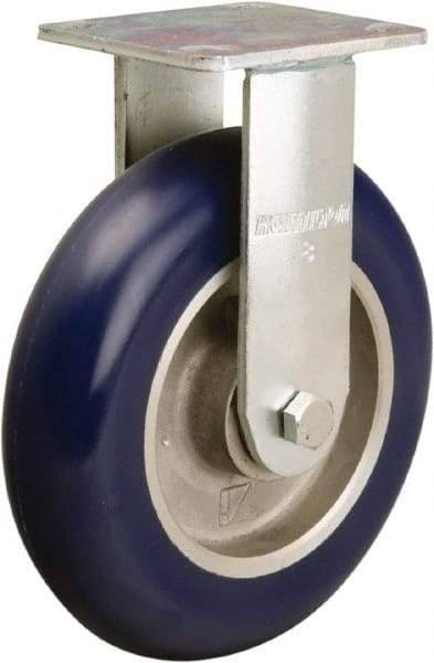 Hamilton - 8" Diam x 2" Wide x 9-1/2" OAH Top Plate Mount Rigid Caster - Polyurethane on Aluminum, 1,000 Lb Capacity, Precision Ball Bearing, 4 x 4-1/2" Plate - Exact Tool & Supply
