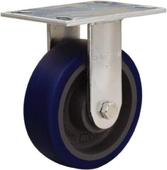 Hamilton - 6" Diam x 2" Wide x 7-1/2" OAH Top Plate Mount Rigid Caster - Polyurethane Mold onto Cast Iron Center, 960 Lb Capacity, Sealed Precision Ball Bearing, 4-1/2 x 6-1/4" Plate - Exact Tool & Supply
