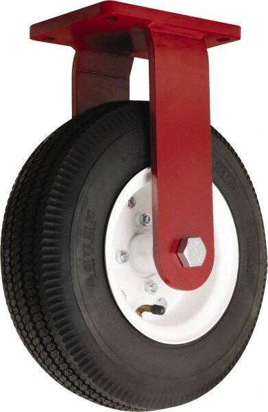 Hamilton - 12" Diam, Rubber Rigid Caster - 625 Lb Capacity, Top Plate Mount, 5-1/2" x 7-1/2" Plate, Tapered Roller Bearing - Exact Tool & Supply