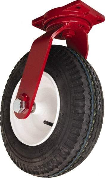 Hamilton - 16" Diam, Rubber Rigid Caster - 1,220 Lb Capacity, Top Plate Mount, 5-1/2" x 7-1/2" Plate, Straight Roller Bearing - Exact Tool & Supply