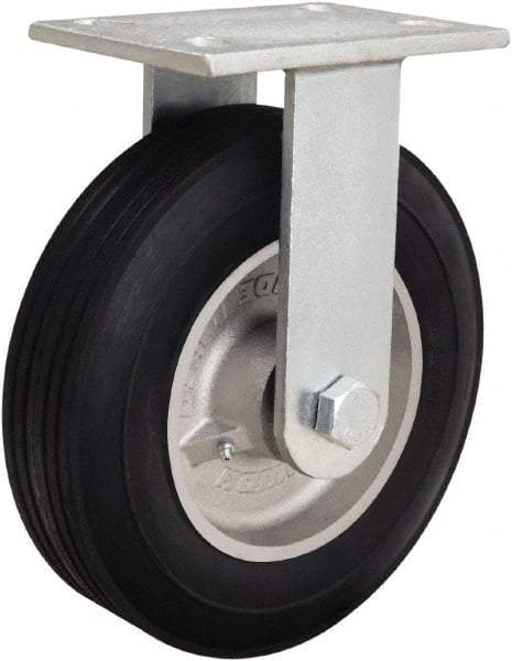 Hamilton - 10" Diam x 2-3/4" Wide, Rubber Rigid Caster - 700 Lb Capacity, Top Plate Mount, 4-1/2" x 6-1/4" Plate, Straight Roller Bearing - Exact Tool & Supply
