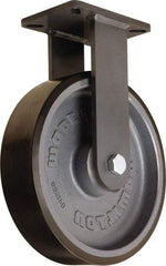 Hamilton - 12" Diam x 3" Wide x 15-1/2" OAH Top Plate Mount Rigid Caster - Polyurethane Mold onto Cast Iron Center, 4,000 Lb Capacity, Tapered Roller Bearing, 5-1/4 x 7-1/4" Plate - Exact Tool & Supply