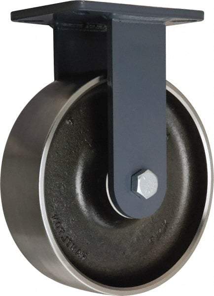 Hamilton - 10" Diam x 3" Wide x 12-1/2" OAH Top Plate Mount Rigid Caster - Forged Steel, 3,500 Lb Capacity, Sealed Precision Ball Bearing, 5-1/4 x 7-1/4" Plate - Exact Tool & Supply