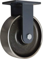 Hamilton - 10" Diam x 3" Wide x 12-1/2" OAH Top Plate Mount Rigid Caster - Forged Steel, 3,500 Lb Capacity, Sealed Precision Ball Bearing, 5-1/4 x 7-1/4" Plate - Exact Tool & Supply