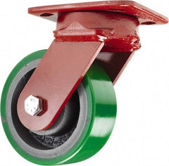 Hamilton - 5" Diam x 2" Wide x 6-1/2" OAH Top Plate Mount Swivel Caster - Polyurethane, 1,050 Lb Capacity, Sealed Precision Ball Bearing, 4 x 5" Plate - Exact Tool & Supply