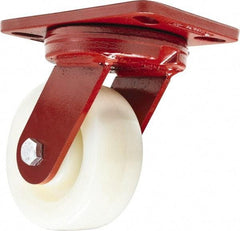Hamilton - 5" Diam x 2" Wide x 6-3/4" OAH Top Plate Mount Swivel Caster - Nylon, 900 Lb Capacity, Sealed Precision Ball Bearing, 4-1/2 x 6-1/2" Plate - Exact Tool & Supply