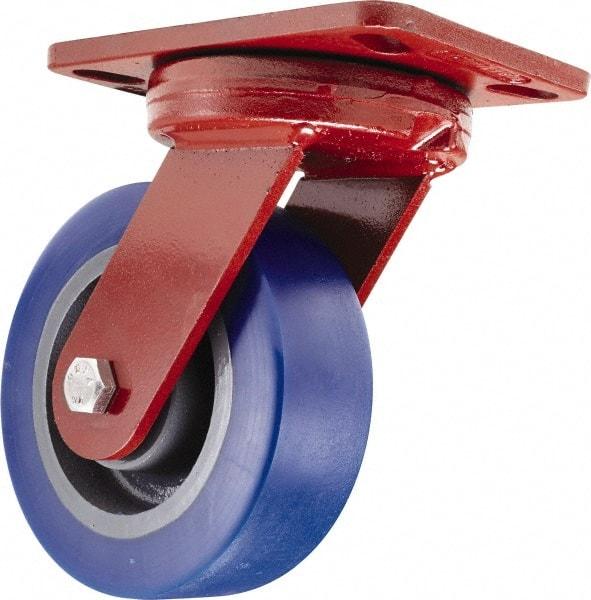 Hamilton - 6" Diam x 2" Wide x 7-3/4" OAH Top Plate Mount Swivel Caster - Polyurethane, 1,300 Lb Capacity, Sealed Precision Ball Bearing, 4-1/2 x 6-1/2" Plate - Exact Tool & Supply