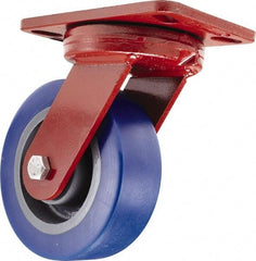 Hamilton - 6" Diam x 2" Wide x 7-3/4" OAH Top Plate Mount Swivel Caster - Polyurethane, 1,300 Lb Capacity, Sealed Precision Ball Bearing, 4-1/2 x 6-1/2" Plate - Exact Tool & Supply