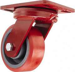 Hamilton - 5" Diam x 2" Wide x 6-3/4" OAH Top Plate Mount Swivel Caster - Polyurethane, 1,250 Lb Capacity, Sealed Precision Ball Bearing, 4-1/2 x 6-1/2" Plate - Exact Tool & Supply