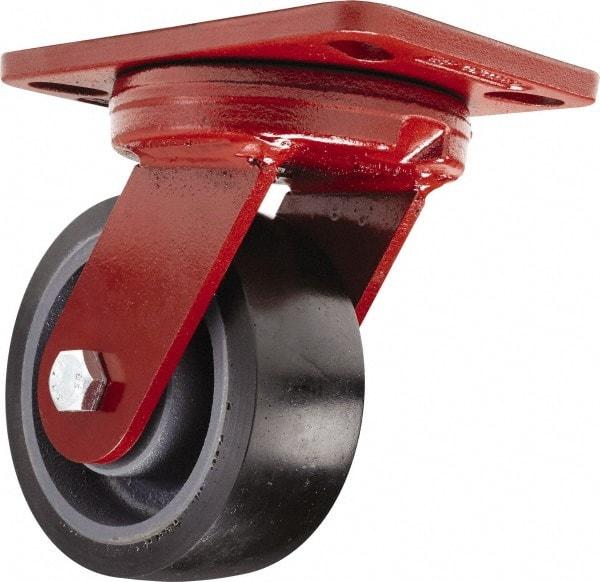 Hamilton - 5" Diam x 2" Wide x 6-3/4" OAH Top Plate Mount Swivel Caster - Polyurethane, 1,360 Lb Capacity, Sealed Precision Ball Bearing, 4-1/2 x 6-1/2" Plate - Exact Tool & Supply