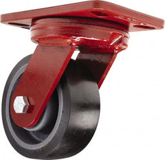 Hamilton - 5" Diam x 2" Wide x 6-3/4" OAH Top Plate Mount Swivel Caster - Polyurethane, 1,360 Lb Capacity, Sealed Precision Ball Bearing, 4-1/2 x 6-1/2" Plate - Exact Tool & Supply