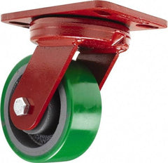 Hamilton - 5" Diam x 2" Wide x 6-3/4" OAH Top Plate Mount Swivel Caster - Polyurethane, 1,050 Lb Capacity, Sealed Precision Ball Bearing, 4-1/2 x 6-1/2" Plate - Exact Tool & Supply