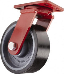 Hamilton - 10" Diam x 3" Wide x 11-1/2" OAH Top Plate Mount Swivel Caster - Polyurethane, 3,200 Lb Capacity, Sealed Precision Ball Bearing, 4-1/2 x 6-1/2" Plate - Exact Tool & Supply