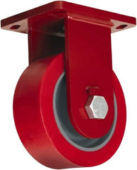 Hamilton - 10" Diam x 4" Wide x 12-1/2" OAH Top Plate Mount Rigid Caster - Polyurethane, 6,000 Lb Capacity, Tapered Roller Bearing, 6-1/2 x 7-1/2" Plate - Exact Tool & Supply