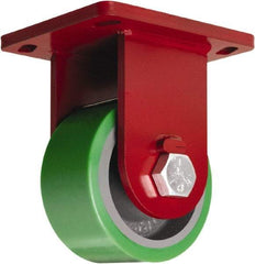 Hamilton - 6" Diam x 3" Wide x 8-1/2" OAH Top Plate Mount Rigid Caster - Polyurethane Mold onto Cast Iron Center, 2,200 Lb Capacity, Sealed Precision Ball Bearing, 6-1/2 x 7-1/2" Plate - Exact Tool & Supply