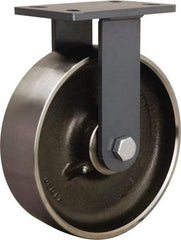 Hamilton - 10" Diam x 3" Wide x 12-1/16" OAH Top Plate Mount Rigid Caster - Forged Steel, 2,400 Lb Capacity, Sealed Precision Ball Bearing, 5 x 7" Plate - Exact Tool & Supply