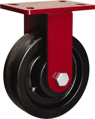 Hamilton - 8" Diam x 2-1/2" Wide x 10-1/8" OAH Top Plate Mount Rigid Caster - Phenolic, 2,000 Lb Capacity, Straight Roller Bearing, 5 x 7" Plate - Exact Tool & Supply