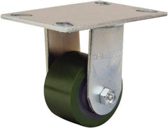 Hamilton - 3-1/4" Diam x 2" Wide x 5-1/4" OAH Top Plate Mount Rigid Caster - Polyurethane Mold onto Cast Iron Center, 575 Lb Capacity, Straight Roller Bearing, 4-1/2 x 6-1/4" Plate - Exact Tool & Supply