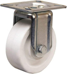 Hamilton - 4" Diam x 1-1/2" Wide x 5-1/16" OAH Top Plate Mount Rigid Caster - Polyolefin, 400 Lb Capacity, Plain Bore Bearing, 3-1/8 x 4-1/8" Plate - Exact Tool & Supply
