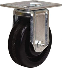 Hamilton - 4" Diam x 1-1/2" Wide x 5-1/16" OAH Top Plate Mount Rigid Caster - Phenolic, 375 Lb Capacity, Straight Roller Bearing, 3-1/8 x 4-1/8" Plate - Exact Tool & Supply
