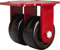 Hamilton - 4" Diam x 2" Wide x 5-5/8" OAH Top Plate Mount Rigid Caster - Phenolic, 1,600 Lb Capacity, Straight Roller Bearing, 4-1/2 x 6-1/2" Plate - Exact Tool & Supply