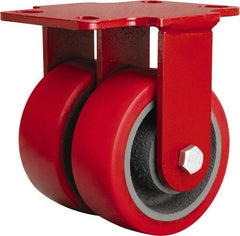Hamilton - 5" Diam x 2" Wide x 6-3/4" OAH Top Plate Mount Rigid Caster - Polyurethane Mold onto Cast Iron Center, 2,500 Lb Capacity, Sealed Precision Ball Bearing, 4-1/2 x 6-1/2" Plate - Exact Tool & Supply