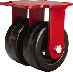 Hamilton - 5" Diam x 2" Wide x 6-3/4" OAH Top Plate Mount Rigid Caster - Phenolic, 2,000 Lb Capacity, Straight Roller Bearing, 4-1/2 x 6-1/2" Plate - Exact Tool & Supply
