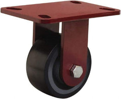 Hamilton - 4" Diam x 2" Wide x 5-5/8" OAH Top Plate Mount Rigid Caster - Polyurethane Mold onto Cast Iron Center, 975 Lb Capacity, Sealed Precision Ball Bearing, 4-1/2 x 6-1/2" Plate - Exact Tool & Supply