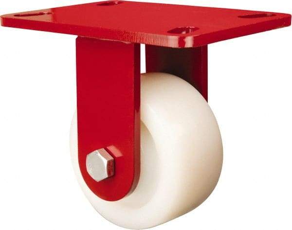 Hamilton - 4" Diam x 2" Wide x 5-5/8" OAH Top Plate Mount Rigid Caster - Nylon, 800 Lb Capacity, Sealed Precision Ball Bearing, 4-1/2 x 6-1/2" Plate - Exact Tool & Supply