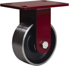 Hamilton - 5" Diam x 2" Wide x 6-3/4" OAH Top Plate Mount Rigid Caster - Forged Steel, 1,500 Lb Capacity, Tapered Roller Bearing, 4-1/2 x 6-1/2" Plate - Exact Tool & Supply