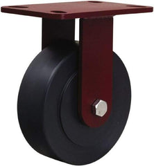 Hamilton - 6" Diam x 2" Wide x 7-3/4" OAH Top Plate Mount Rigid Caster - Nylon, 2,000 Lb Capacity, Sealed Precision Ball Bearing, 4-1/2 x 6-1/2" Plate - Exact Tool & Supply
