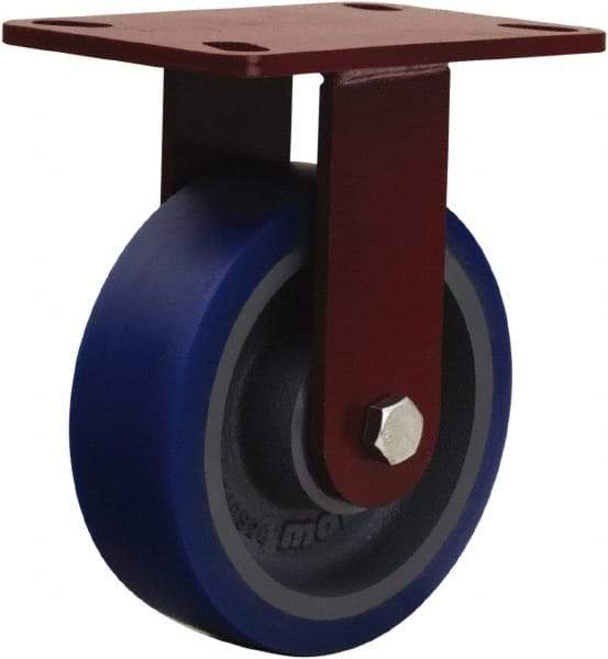 Hamilton - 6" Diam x 2" Wide x 7-1/2" OAH Top Plate Mount Rigid Caster - Polyurethane, 1,300 Lb Capacity, Sealed Precision Ball Bearing, 4 x 5" Plate - Exact Tool & Supply