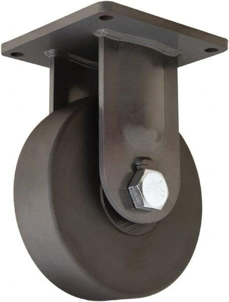 Hamilton - 10" Diam x 3" Wide x 13" OAH Top Plate Mount Rigid Caster - Nylon, 8,200 Lb Capacity, Precision Roller Ball Bearing, 8-1/2 x 8-1/2" Plate - Exact Tool & Supply