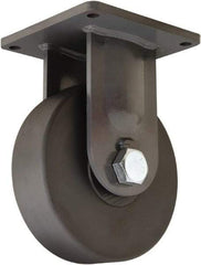 Hamilton - 10" Diam x 3" Wide x 13" OAH Top Plate Mount Rigid Caster - Nylon, 8,200 Lb Capacity, Precision Roller Ball Bearing, 8-1/2 x 8-1/2" Plate - Exact Tool & Supply