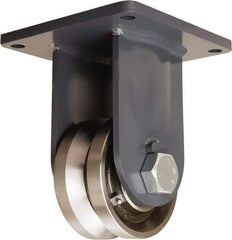 Hamilton - 6" Diam x 3" Wide, Forged Steel Rigid Caster - 10,000 Lb Capacity, Top Plate Mount, 8-1/2" x 8-1/2" Plate, Tapered Roller Bearing - Exact Tool & Supply